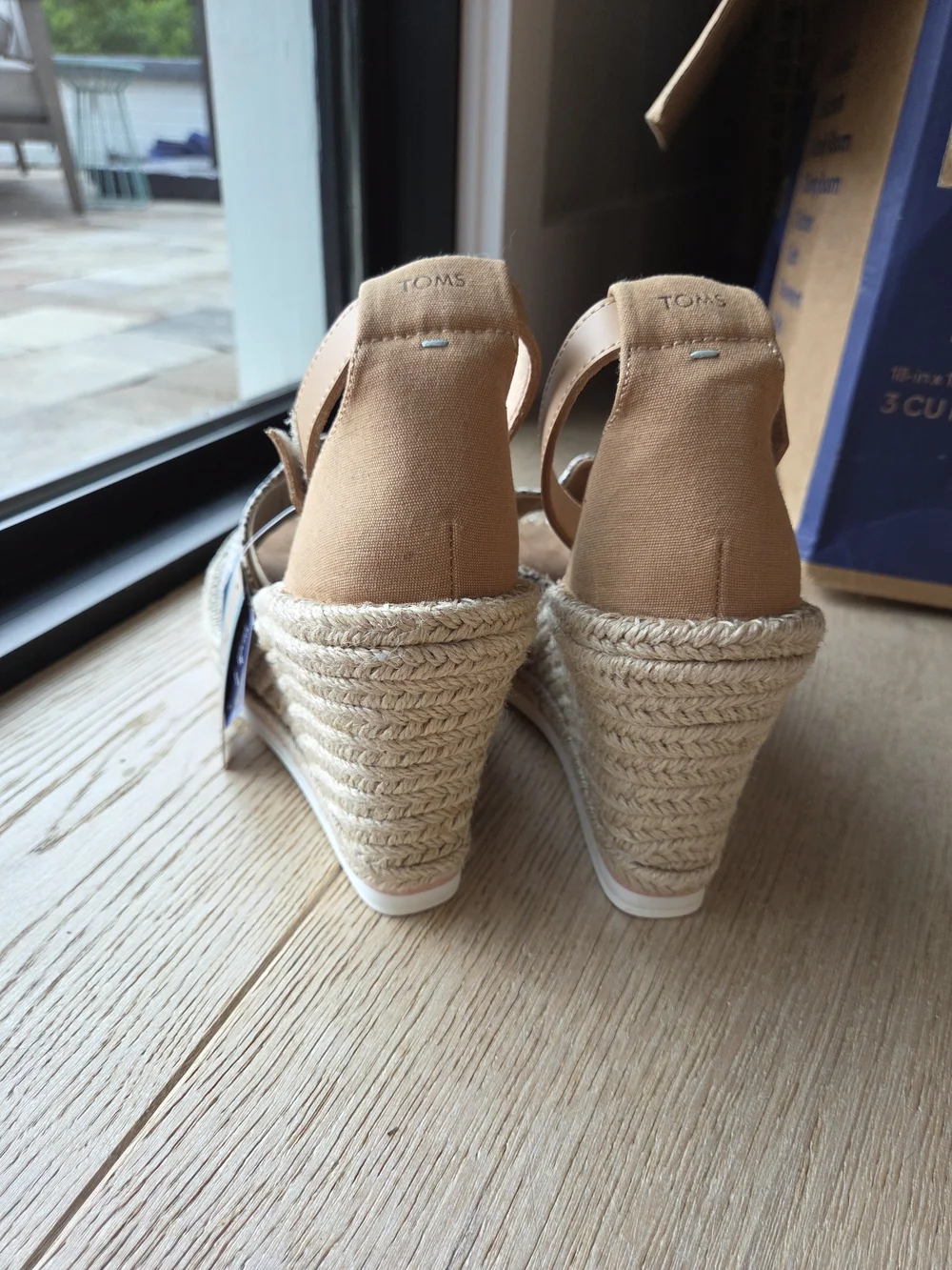 TOMS Leopard Print Espadrille Wedge Sandal with Tan Ankle Strap